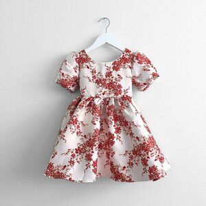 NWT Pretty Girls Fine Jacquard Celebration Dress Elegant Floral Red & Gold 4T